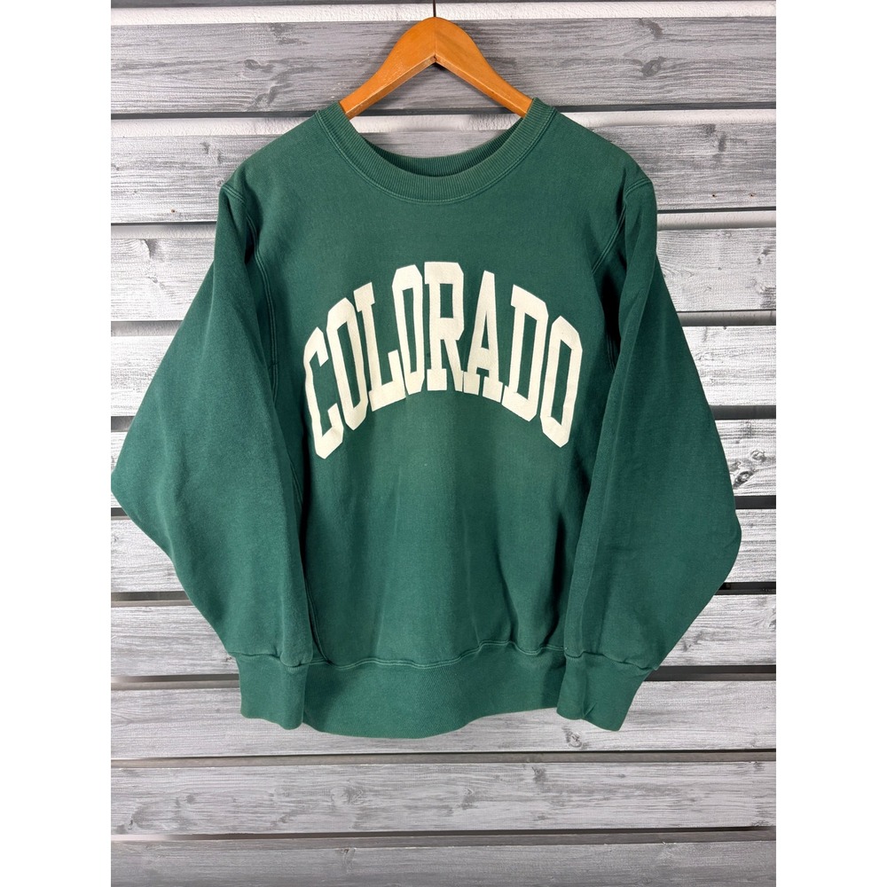 Vintage 90s Colorado Heavyweight Sweatshirt Mens M Green Made in USA Time Out